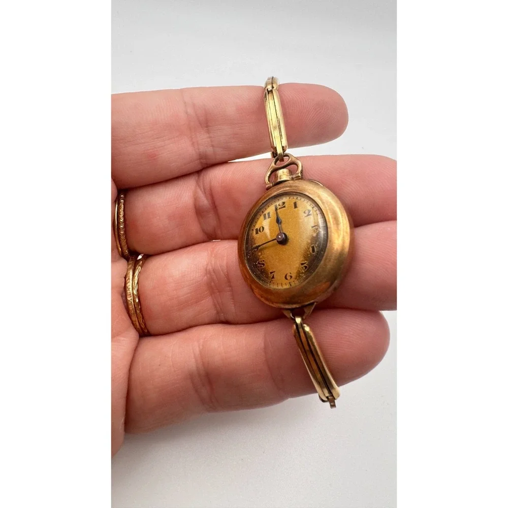 Antique Ladies Watch Gold Filled Transitional Wristwatch Edwardian READ